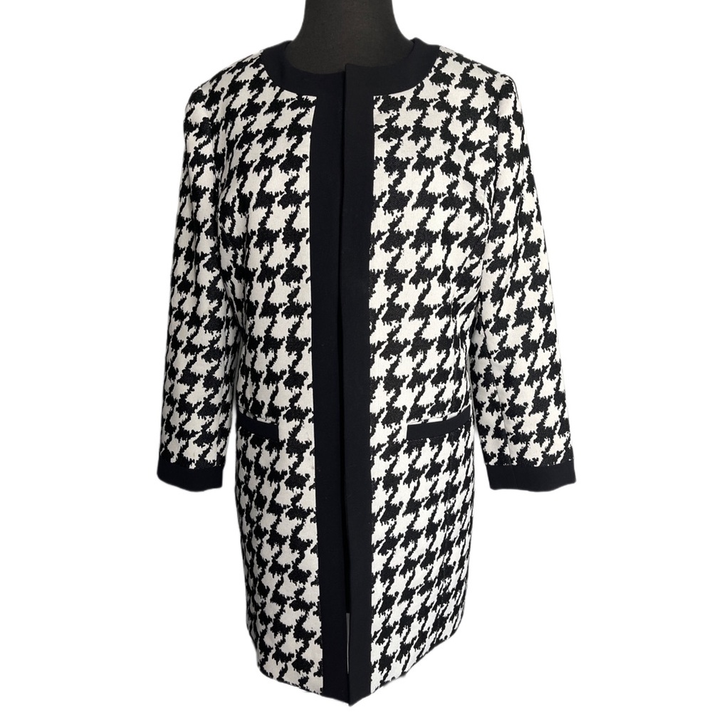 NINE WEST Black & White Houndstooth Jacket